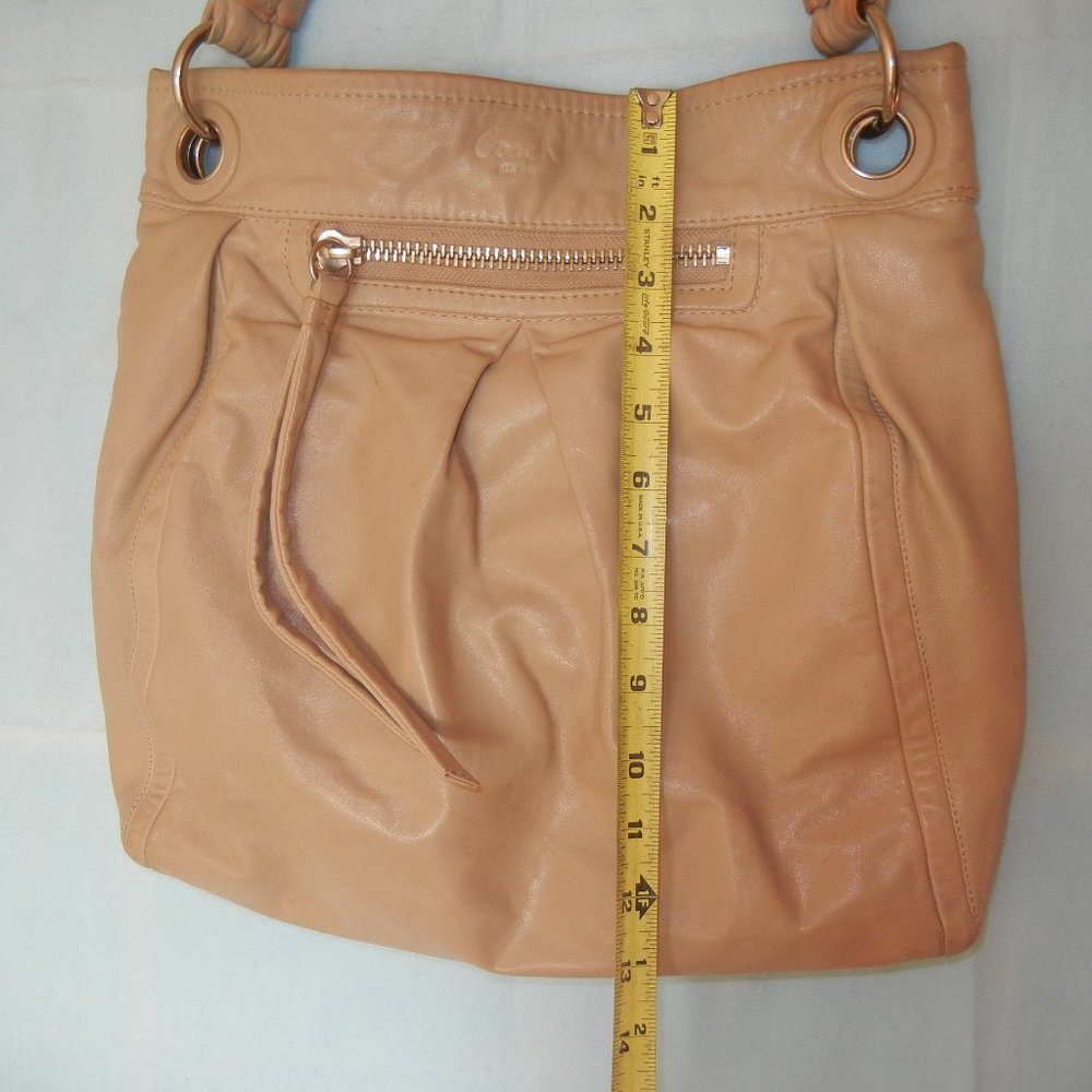 Coach Large Leather Canvas Shoulder Bag Crossbody Purse Straps Logo Silver